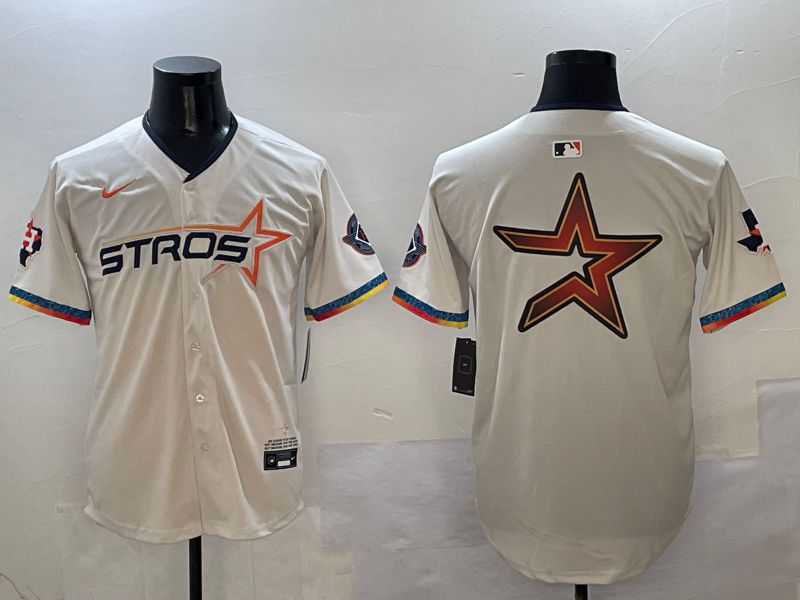 Men Houston Astros Blank Cream Fourth generation Joint Name 2025 Nike MLB Jersey style 4146->houston astros->MLB Jersey